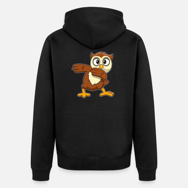 Eule owl - Unisex Premium Bio Zip Hoodie - Schwarz