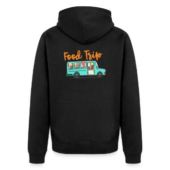 Food Trip! Fastfood-Ausflug - Unisex Premium Bio Zip Hoodie - Schwarz - Hinten - Nico (187cm)