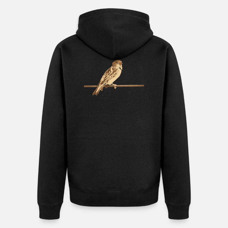 Spatz Vogel - Unisex Premium Bio Zip Hoodie - Schwarz
