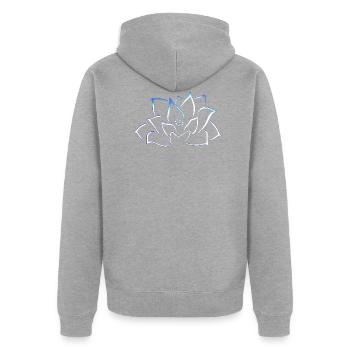 lotus - Unisex Premium Organic Zip Hoodie - heather grey - Back - Nico (187cm)