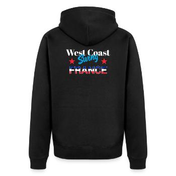 West Coast Swing France WCS Geschenk Tanzen Party - Unisex Premium Bio Zip Hoodie - Schwarz - Hinten - Nico (187cm)