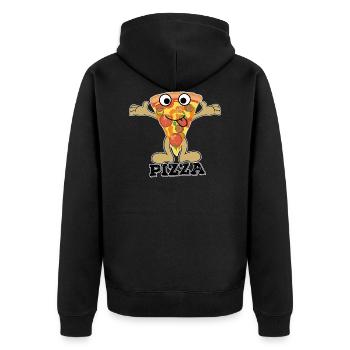 I am love with people-pizza,love,fast food,peace - Unisex Premium Bio Zip Hoodie - Schwarz - Hinten - Nico (187cm)