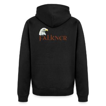 Falkner, Adlerkopf - Unisex Premium Bio Zip Hoodie - Schwarz - Hinten - Nico (187cm)