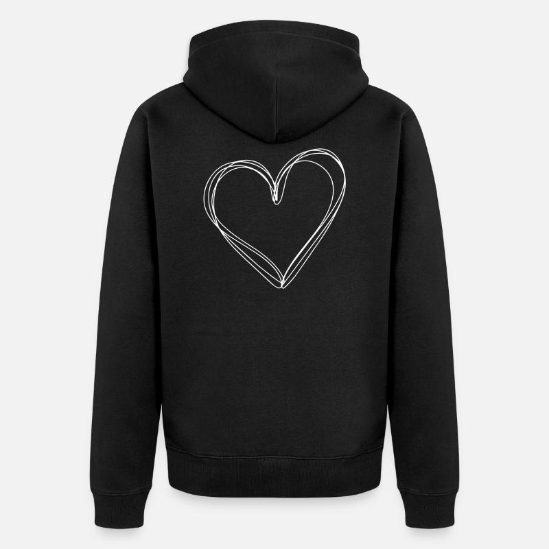 Illustration de coeur blanc - Veste à capuche bio Premium Unisexe - noir