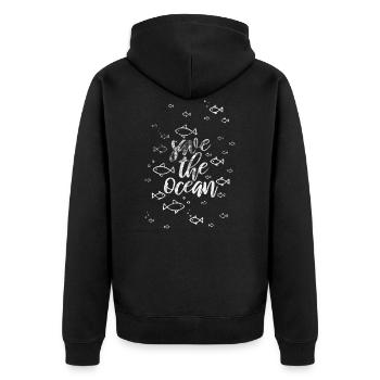 Océan Poisson Nature Amour Terre Humaine Mer Propre - Veste à capuche bio Premium Unisexe - noir - Dos - Nico (187cm)