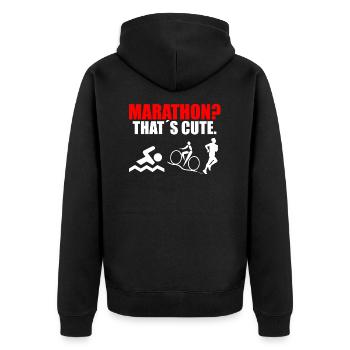 Triathlon - Unisex Premium Bio Zip Hoodie - Schwarz - Hinten - Nico (187cm)