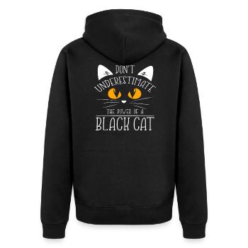 Schwarze Katze Haustier Katze Tierliebe Haupt - Unisex Premium Bio Zip Hoodie - Schwarz - Hinten - Nico (187cm)