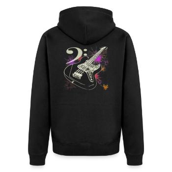 Bass Gitarre Mit Bass Notenschluessel - Unisex Premium Bio Zip Hoodie - Schwarz - Hinten - Nico (187cm)