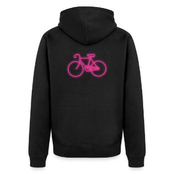 Fahrrad Rennrad - Unisex Premium Bio Zip Hoodie - Schwarz - Hinten - Nico (187cm)