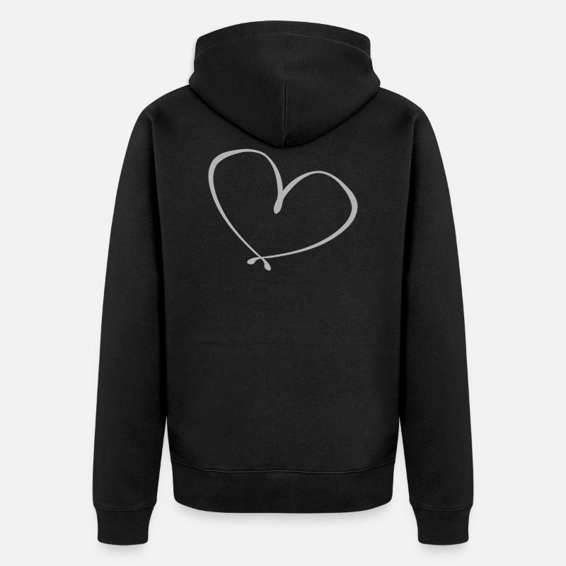 Herz Liebe Geschenkidee grau - Unisex Premium Bio Zip Hoodie - Schwarz