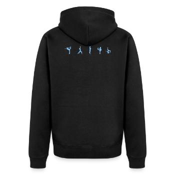 yoga siluetten yogi Sportdress Yogashirt - Unisex Premium Bio Zip Hoodie - Schwarz - Hinten - Nico (187cm)
