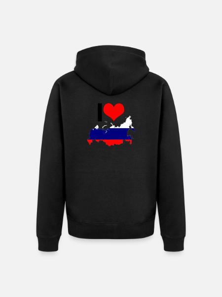 J'aime la Russie - Veste à capuche bio Premium Unisexe - noir