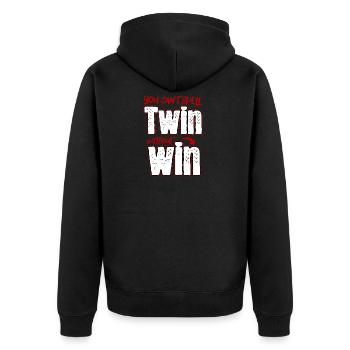 Vater zwilling twin win - Unisex Premium Bio Zip Hoodie - Schwarz - Hinten - Nico (187cm)