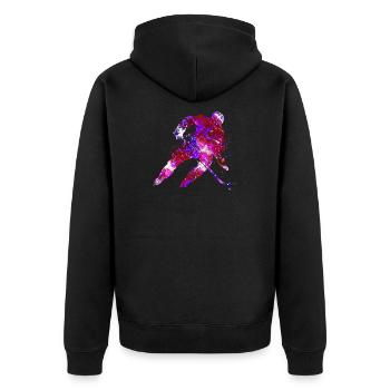 eishockey spieler - Unisex Premium Bio Zip Hoodie - Schwarz - Hinten - Nico (187cm)
