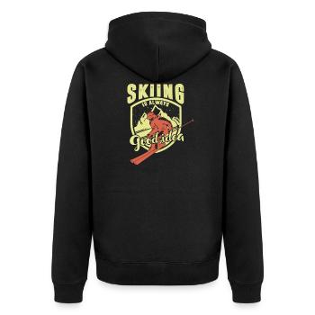 Skiing is always a good idea - Unisex Premium Organic Zip Hoodie - black - Back - Nico (187cm)