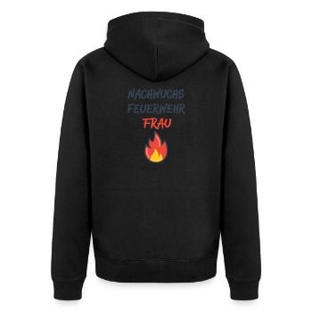 Feuerwehrfrau Frau Feuerwehr freiwillige 112 feuer - Unisex Premium Bio Zip Hoodie - Schwarz - Hinten - Nico (187cm)