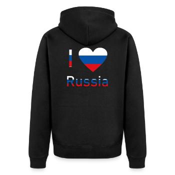 I Love Russia in den Farben der Flagge ! - Unisex Premium Bio Zip Hoodie - Schwarz - Hinten - Nico (187cm)
