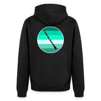 Klarinette - Unisex Premium Bio Zip Hoodie - Schwarz - Hinten - Nico (187cm)