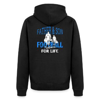 Vater Sohn Fußball - Unisex Premium Bio Zip Hoodie - Schwarz - Hinten - Nico (187cm)