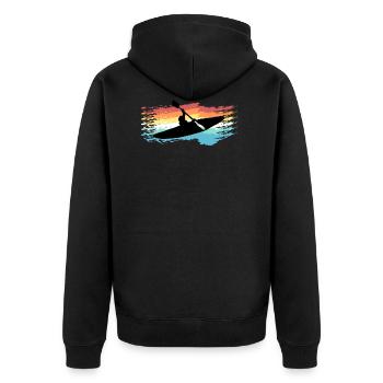 Kayak - Unisex Premium Bio Zip Hoodie - Schwarz - Hinten - Nico (187cm)