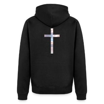 Jesus - Unisex Premium Bio Zip Hoodie - Schwarz - Hinten - Nico (187cm)
