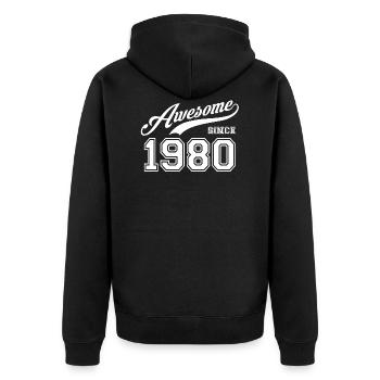 Awesome since 1980 Geburtstag Geburtsjahr Birthday - Unisex Premium Bio Zip Hoodie - Schwarz - Hinten - Nico (187cm)
