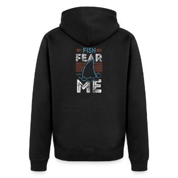 Fischen Angeln - Unisex Premium Bio Zip Hoodie - Schwarz - Hinten - Nico (187cm)