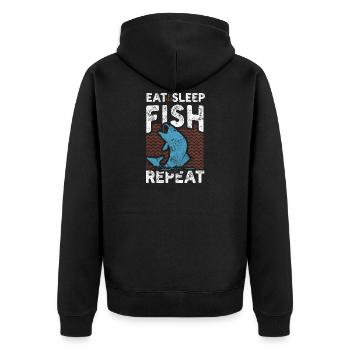 Fischen Angeln - Unisex Premium Bio Zip Hoodie - Schwarz - Hinten - Nico (187cm)