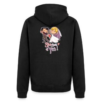 Elle a dit oui paire de comics - Veste à capuche bio Premium Unisexe - noir - Dos - Nico (187cm)