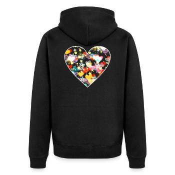 Heart heart heart - Unisex Premium Organic Zip Hoodie - black - Back - Nico (187cm)