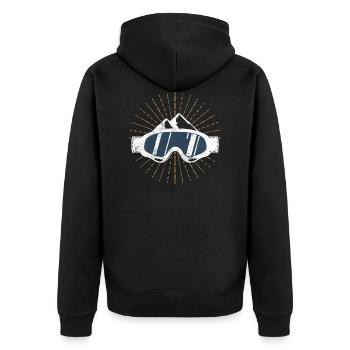 Winter sports ski snowboard goggles - Unisex Premium Organic Zip Hoodie - black - Back - Nico (187cm)