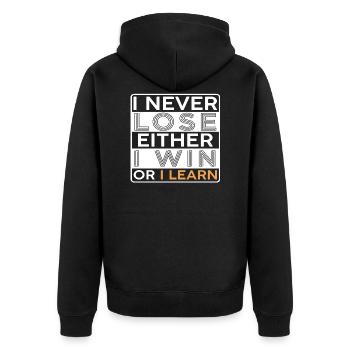 Win Winner Learn Experience Gift Idea Gift - Unisex Premium Organic Zip Hoodie - black - Back - Nico (187cm)