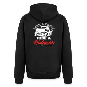 Truck Ride Redneck Geschenkidee Geschenk - Unisex Premium Bio Zip Hoodie - Schwarz - Hinten - Nico (187cm)