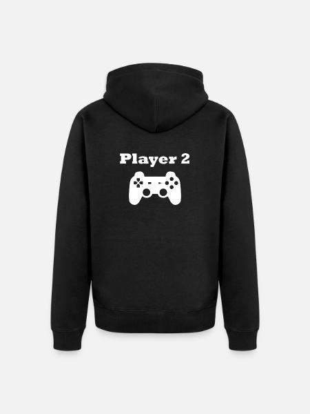 Gaming Player 2 Controller Geschenk - Unisex Premium Bio Zip Hoodie - Schwarz