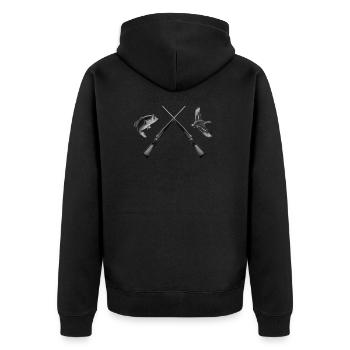 hunting and fishing - Unisex Premium Bio Zip Hoodie - Schwarz - Hinten - Nico (187cm)