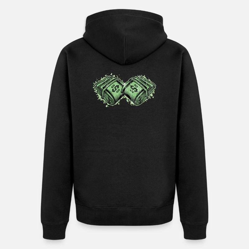 Geld Bündel - Unisex Premium Bio Zip Hoodie - Schwarz