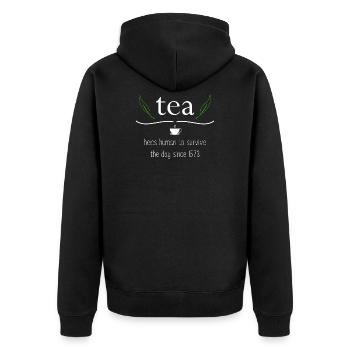 Tea shirt gift tea lover - Unisex Premium Organic Zip Hoodie - black - Back - Nico (187cm)
