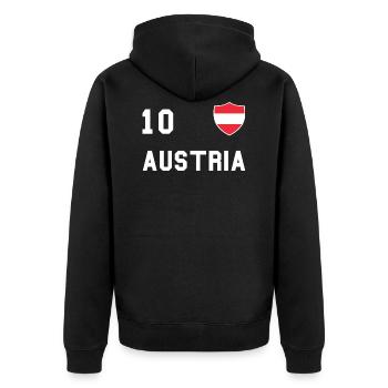 Cadeau de fan de l'équipe de football du drapeau de l'Autriche - Veste à capuche bio Premium Unisexe - noir - Dos - Nico (187cm)