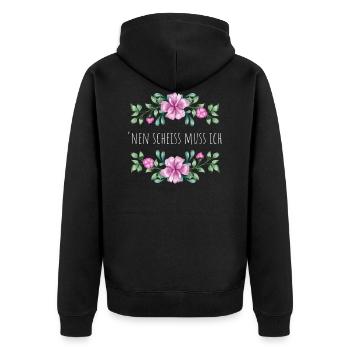 nen Scheiß muss ich - Unisex Premium Bio Zip Hoodie - Schwarz - Hinten - Nico (187cm)