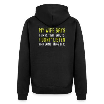 Lustiges Ehemann Ehepaar Hochzeitstag Geschenk - Unisex Premium Bio Zip Hoodie - Schwarz - Hinten - Nico (187cm)