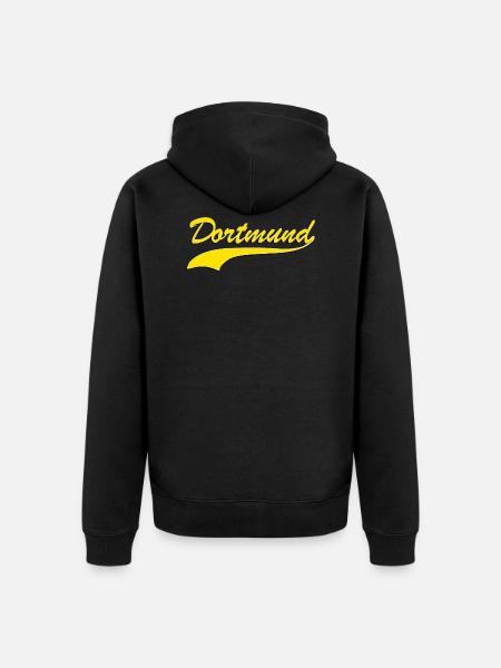 Dortmund retro lettering yellow - Unisex Premium Organic Zip Hoodie - black