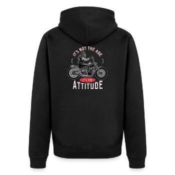 Old Biker Motorrad Motorradfahrer Geschenk - Unisex Premium Bio Zip Hoodie - Schwarz - Hinten - Nico (187cm)