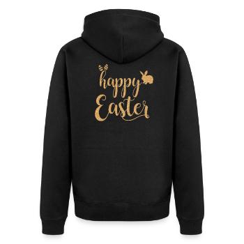 happy easter - Unisex Premium Bio Zip Hoodie - Schwarz - Hinten - Nico (187cm)