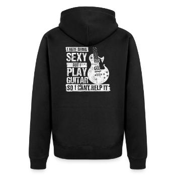 gitarre musik spruch - Unisex Premium Bio Zip Hoodie - Schwarz - Hinten - Nico (187cm)