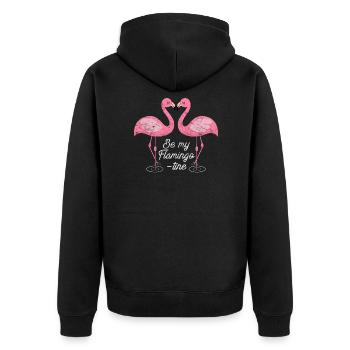 Valentinstag flamingo - Unisex Premium Bio Zip Hoodie - Schwarz - Hinten - Nico (187cm)