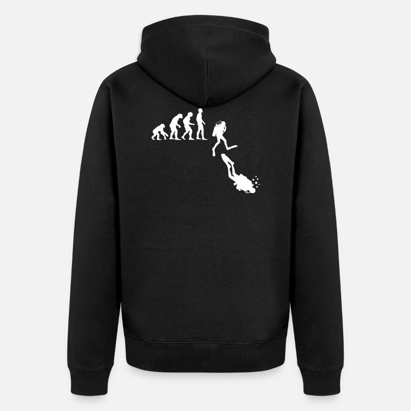 Tauchen Evolution Taucher Lustig Geschenk - Unisex Premium Bio Zip Hoodie - Schwarz