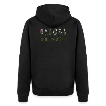 Frühlingsreif - Unisex Premium Bio Zip Hoodie - Schwarz - Hinten - Nico (187cm)