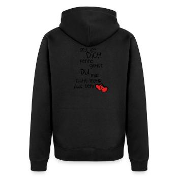 seit ich dich kenne.. - Unisex Premium Bio Zip Hoodie - Schwarz - Hinten - Nico (187cm)