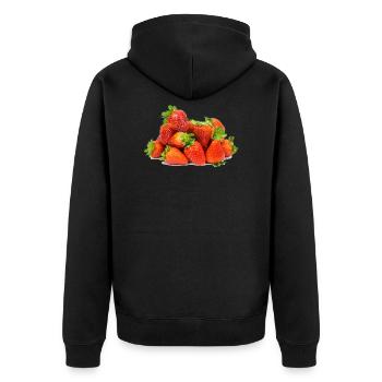 Strawberries Strawberrys - Unisex Premium Organic Zip Hoodie - black - Back - Nico (187cm)