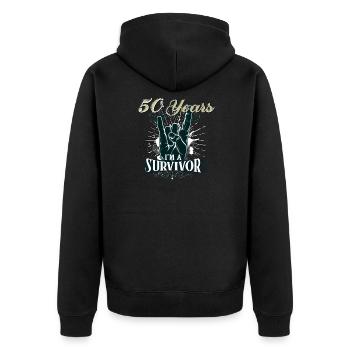 Rocker - 50th Birthday - Unisex Premium Organic Zip Hoodie - black - Back - Nico (187cm)
